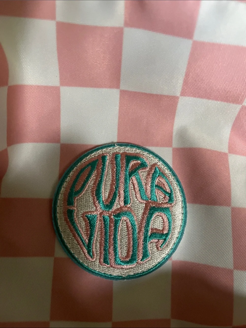 Pura Vida Pink and White Checkerboard Kids Backpack